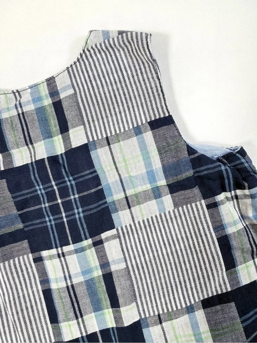 LITTLE ME‎ Baby Boys' Blue Plaid Stripe Patchwork Overall Jon Jon Romper Size 6M